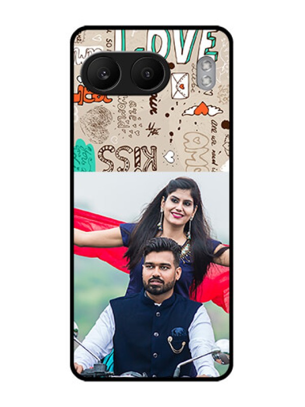 Custom OnePlus Nord 4 5G Custom Glass Phone CaseLove Doodle Pattern