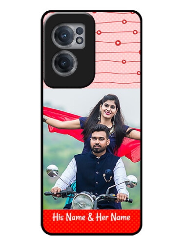 Custom OnePlus Nord CE 2 5G Personalized Glass Phone Case - Red Pattern Case Design
