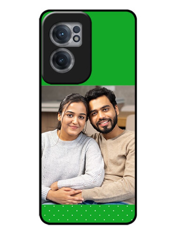 Custom OnePlus Nord CE 2 5G Personalized Glass Phone Case - Green Pattern Design