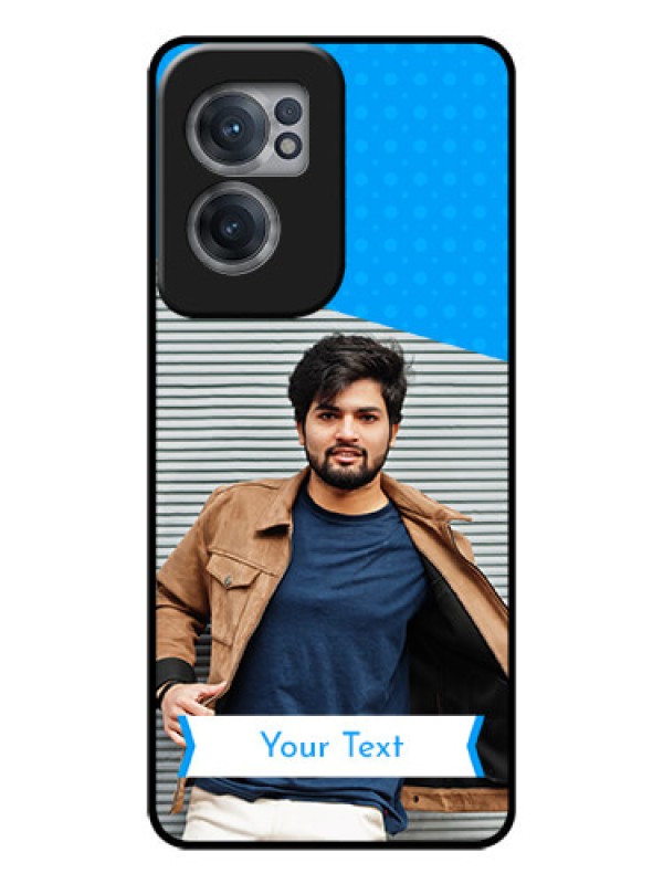 Custom OnePlus Nord CE 2 5G Photo Printing on Glass Case - Simple Blue Color Design