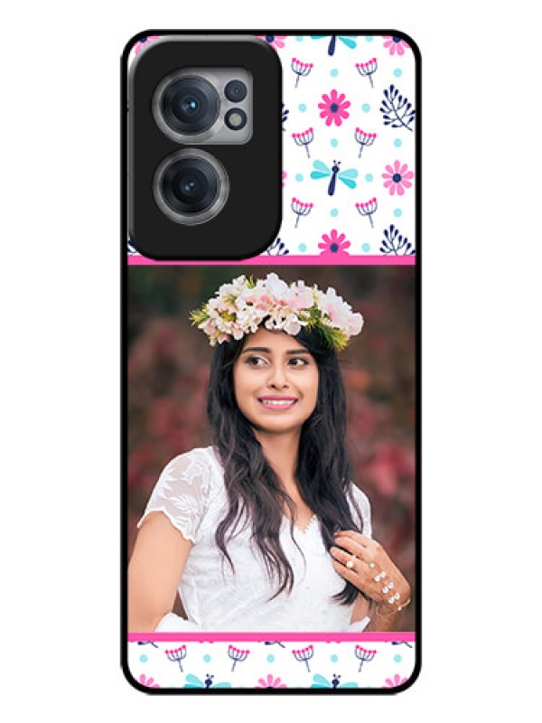 Custom OnePlus Nord CE 2 5G Photo Printing on Glass Case - Colorful Flower Design