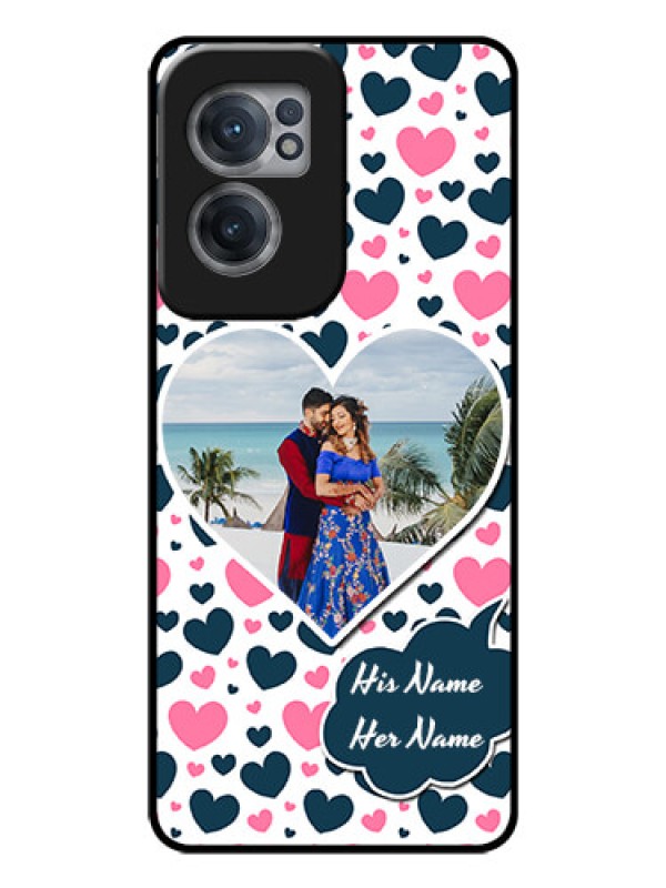 Custom OnePlus Nord CE 2 5G Custom Glass Phone Case - Pink & Blue Heart Design