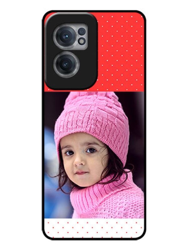 Custom OnePlus Nord CE 2 5G Photo Printing on Glass Case - Red Pattern Design