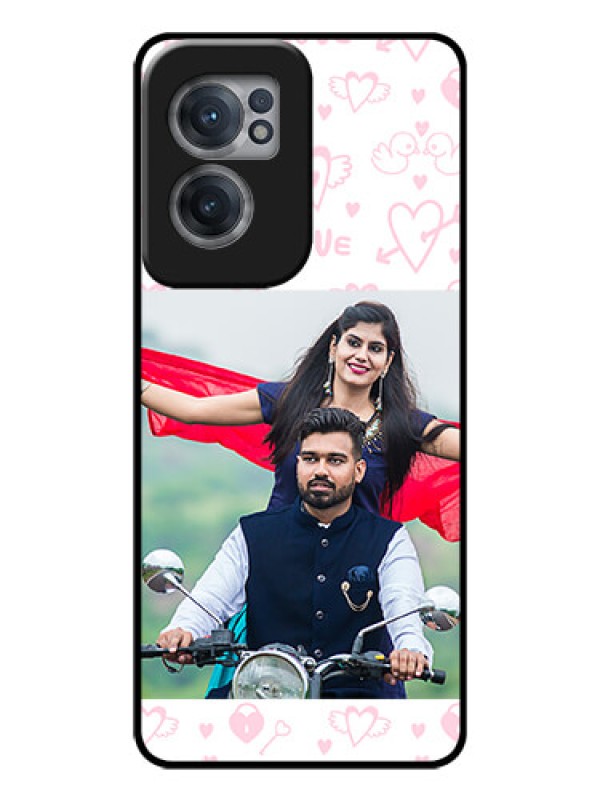 Custom OnePlus Nord CE 2 5G Custom Glass Mobile Case - Pink Flying Heart Design