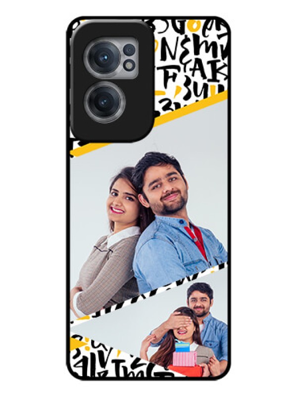 Custom OnePlus Nord CE 2 5G Custom Glass Mobile Case - Letters Pattern Design