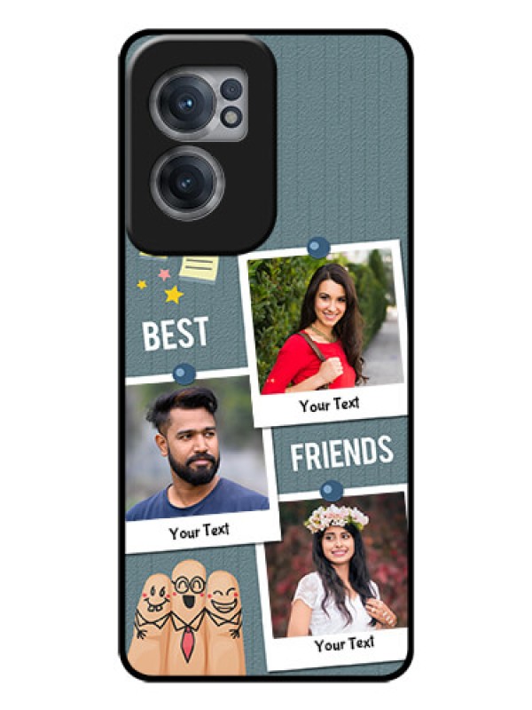 Custom OnePlus Nord CE 2 5G Personalized Glass Phone Case - Sticky Frames and Friendship Design