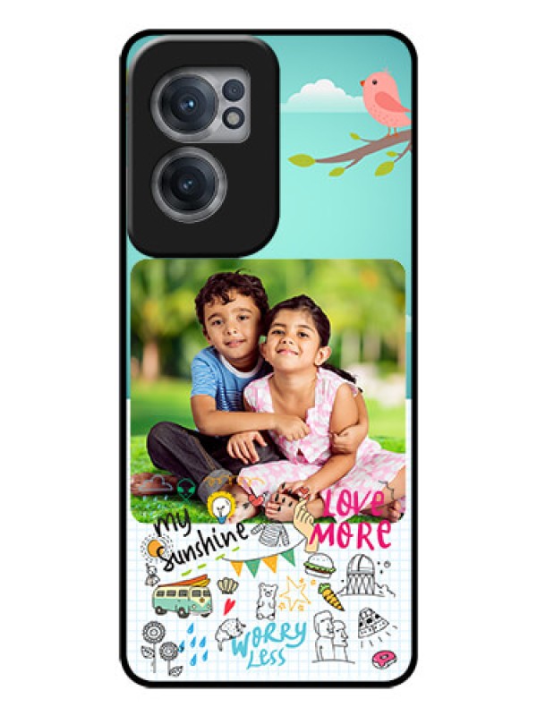 Custom OnePlus Nord CE 2 5G Photo Printing on Glass Case - Doodle love Design