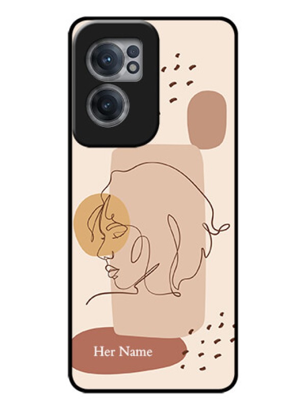 Custom OnePlus Nord CE 2 5G Photo Printing on Glass Case - Calm Woman line art Design