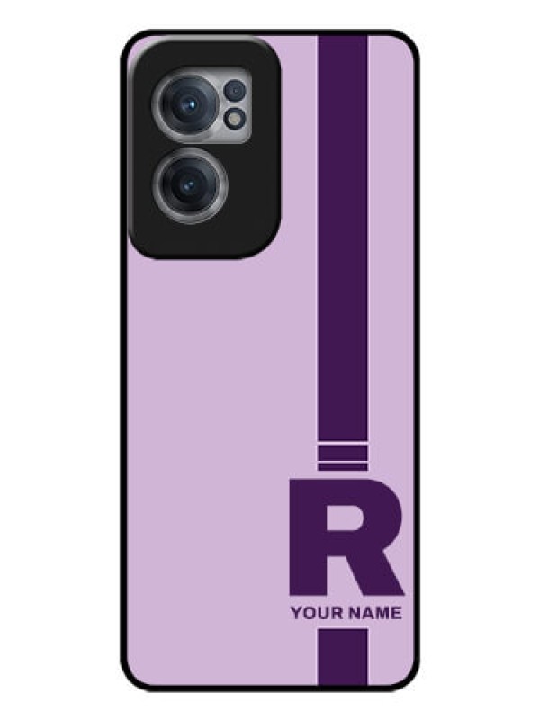 Custom OnePlus Nord CE 2 5G Photo Printing on Glass Case - Simple dual tone stripe with name Design