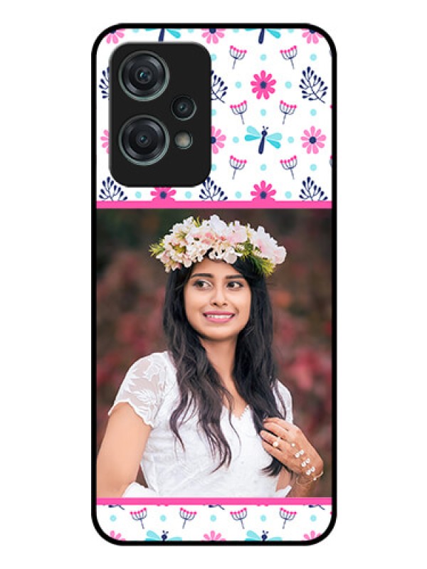 Custom Nord CE 2 Lite 5G Photo Printing on Glass Case - Colorful Flower Design