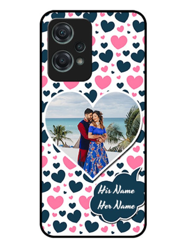 Custom Nord CE 2 Lite 5G Custom Glass Phone Case - Pink & Blue Heart Design