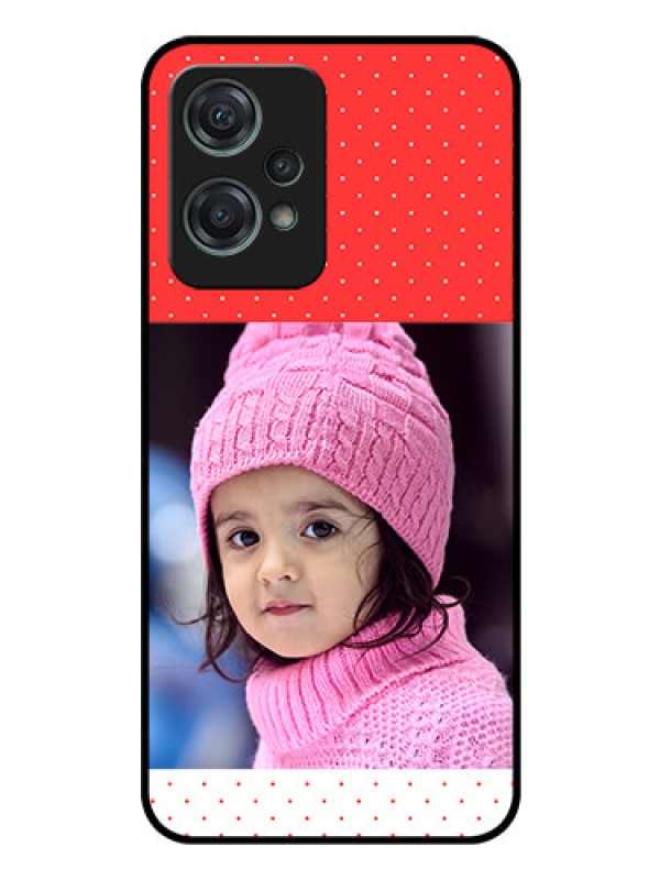 Custom Nord CE 2 Lite 5G Photo Printing on Glass Case - Red Pattern Design