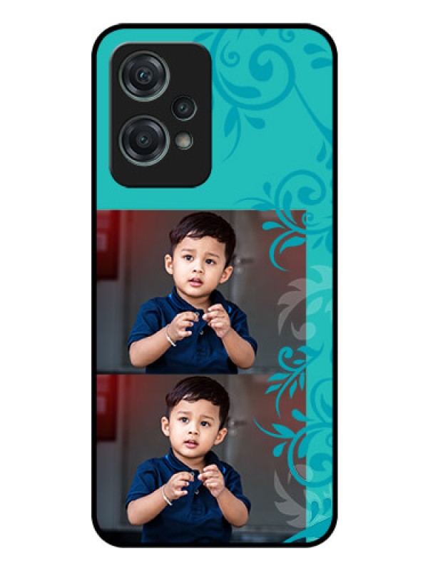 Custom Nord CE 2 Lite 5G Personalized Glass Phone Case - with Photo and Green Floral Design