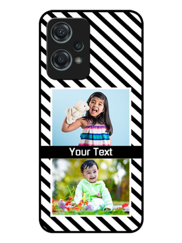Custom Nord CE 2 Lite 5G Photo Printing on Glass Case - Black And White Stripes Design