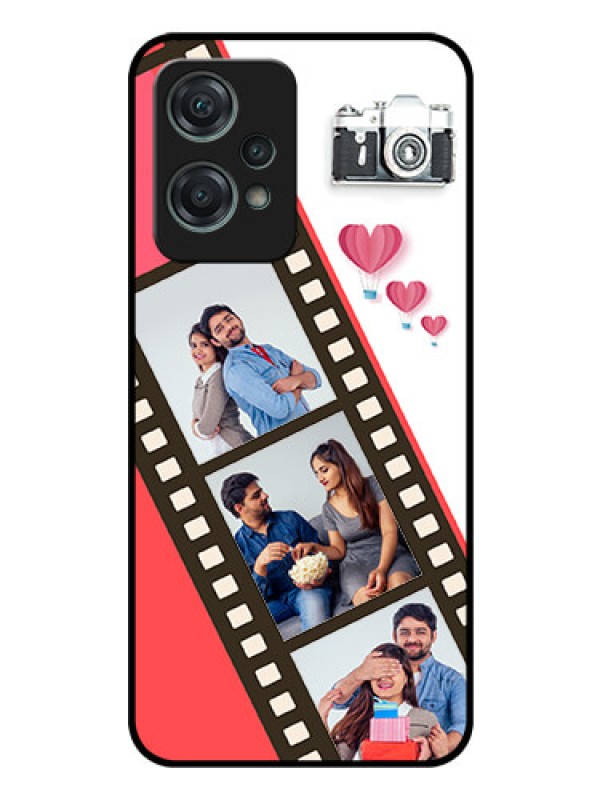 Custom Nord CE 2 Lite 5G Personalized Glass Phone Case - 3 Image Holder with Film Reel