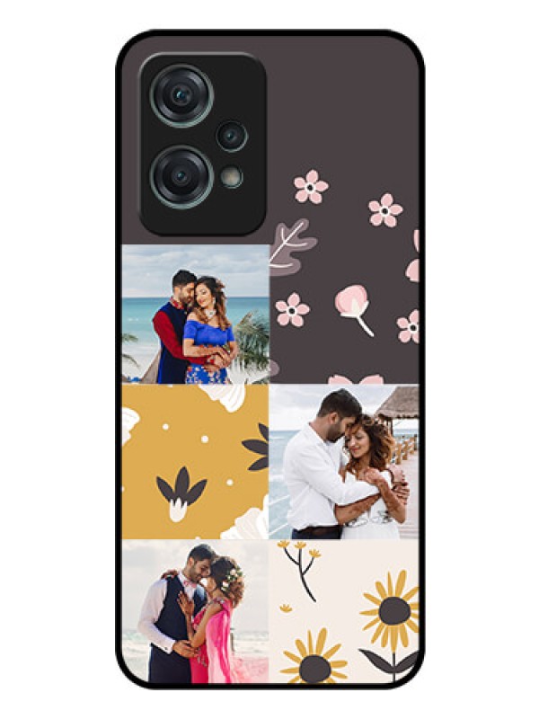 Custom Nord CE 2 Lite 5G Photo Printing on Glass Case - 3 Images with Floral Design