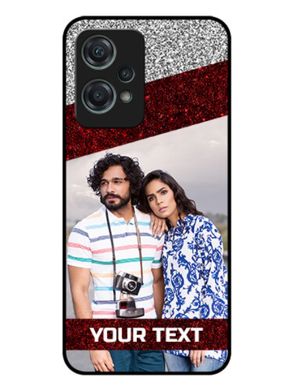Custom Nord CE 2 Lite 5G Personalized Glass Phone Case - Image Holder with Glitter Strip Design