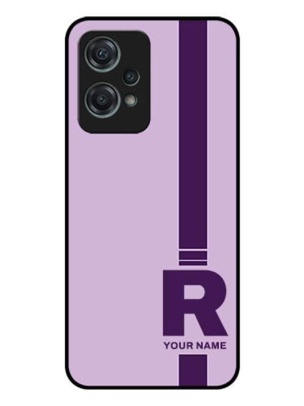Custom OnePlus Nord CE 2 Lite 5G Photo Printing on Glass Case - Simple dual tone stripe with name Design