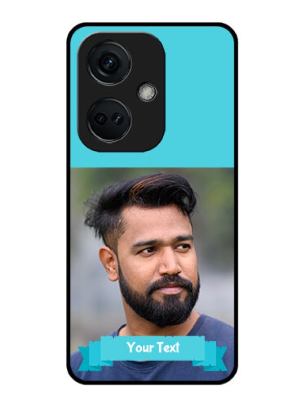 Custom OnePlus Nord CE 3 5G Personalized Glass Phone Case - Simple Blue Color Design