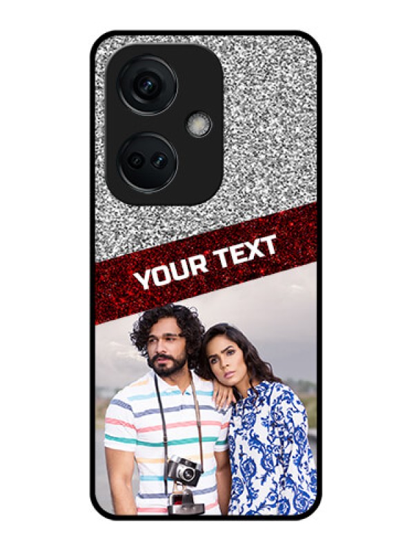 Custom OnePlus Nord CE 3 5G Personalized Glass Phone Case - Image Holder with Glitter Strip Design