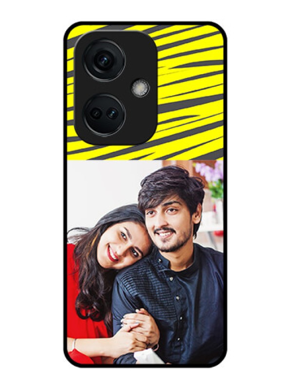 Custom OnePlus Nord CE 3 5G Photo Printing on Glass Case - Yellow Abstract Design
