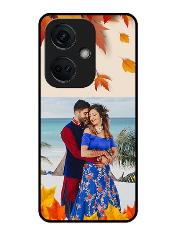 Custom OnePlus Nord CE 3 5G Photo Printing on Glass Case - Autumn Maple Leaves Design