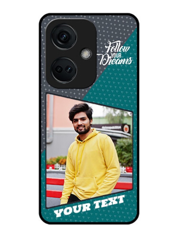 Custom OnePlus Nord CE 3 5G Personalized Glass Phone Case - Background Pattern Design with Quote