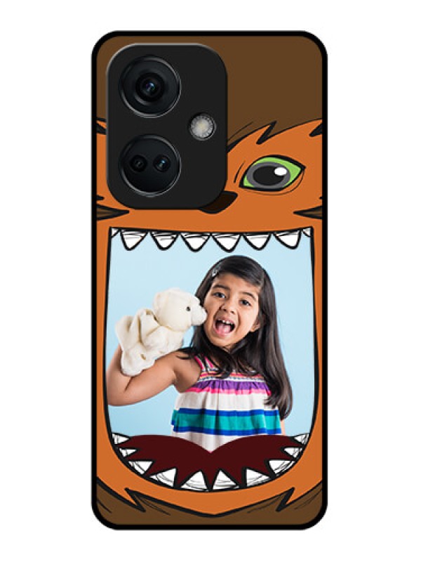 Custom OnePlus Nord CE 3 5G Photo Printing on Glass Case - Owl Monster Back Case Design