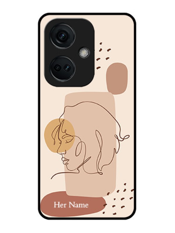 Custom OnePlus Nord CE 3 5G Photo Printing on Glass Case - Calm Woman line art Design
