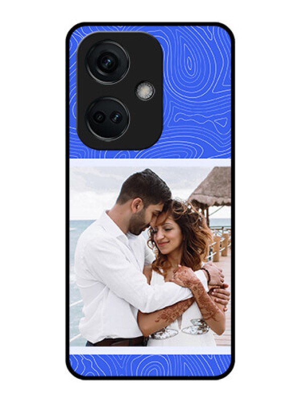 Custom OnePlus Nord CE 3 5G Custom Glass Mobile Case - Curved line art with blue and white Design