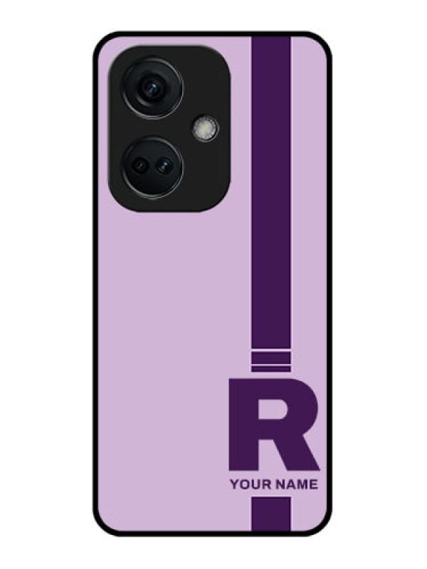 Custom OnePlus Nord CE 3 5G Photo Printing on Glass Case - Simple dual tone stripe with name Design