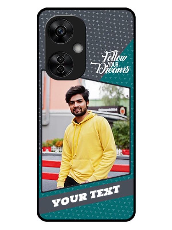Custom OnePlus Nord CE 3 Lite 5G Personalized Glass Phone Case - Background Pattern Design with Quote
