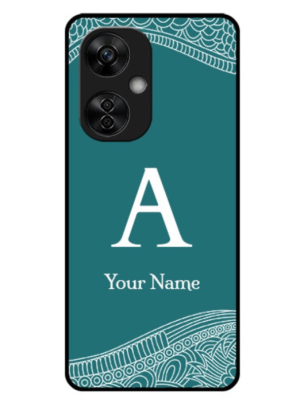 Custom OnePlus Nord CE 3 Lite 5G Personalized Glass Phone Case - line art pattern with custom name Design