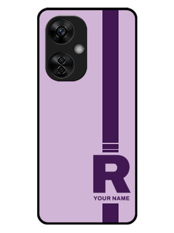 Custom OnePlus Nord CE 3 Lite 5G Photo Printing on Glass Case - Simple dual tone stripe with name Design
