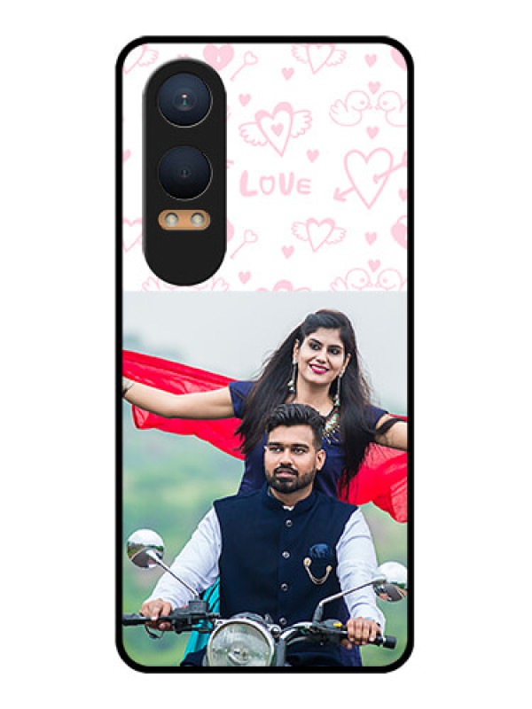 Custom OnePlus Nord Ce 4 Lite 5G Custom Glass Phone CasePink Flying Heart Design