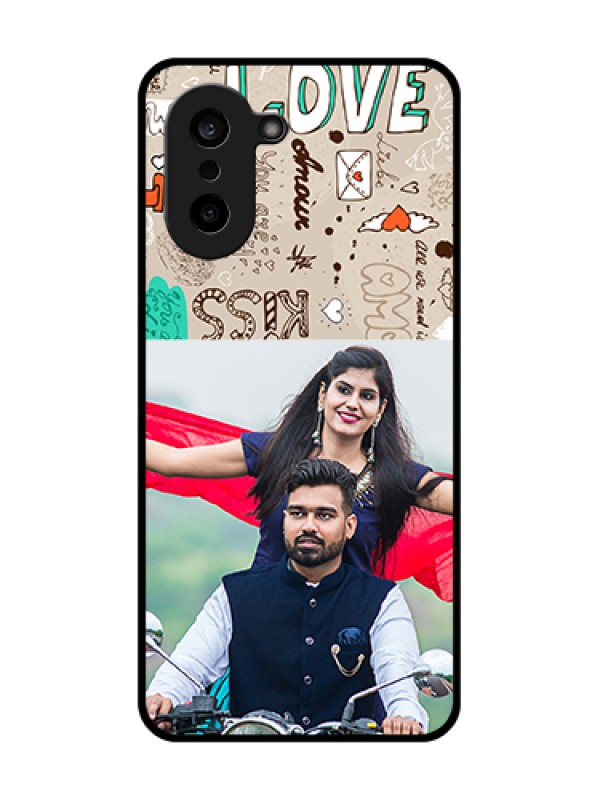 Custom OnePlus Nord CE 5 5G Custom Glass Phone Case - Love Doodle Pattern
