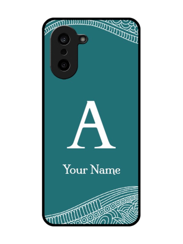 Custom OnePlus Nord CE 5 5G Custom Glass Phone Case - Line Art Pattern With Custom Name Design