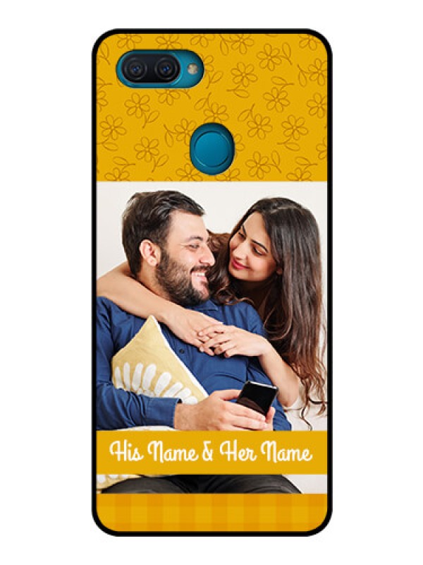 Custom Oppo A12 Custom Glass Mobile Case  - Yellow Floral Design