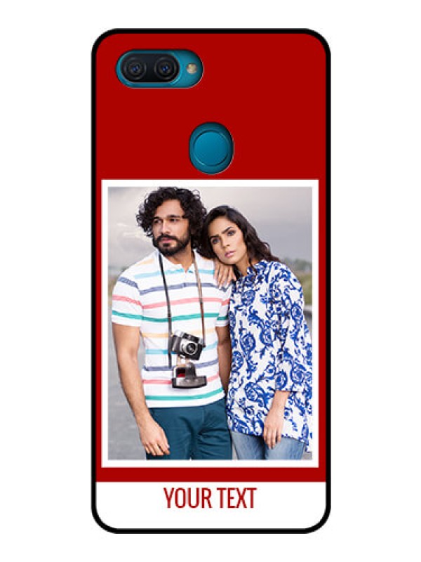 Custom Oppo A12 Personalized Glass Phone Case  - Simple Red Color Design