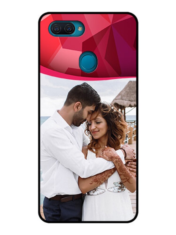 Custom Oppo A12 Custom Glass Mobile Case  - Red Abstract Design