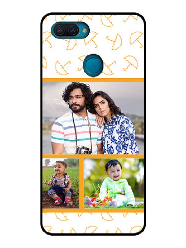 Custom Oppo A12 Custom Glass Mobile Case  - Yellow Pattern Design