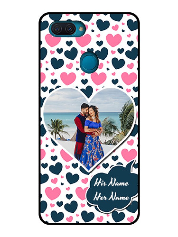 Custom Oppo A12 Custom Glass Phone Case  - Pink & Blue Heart Design