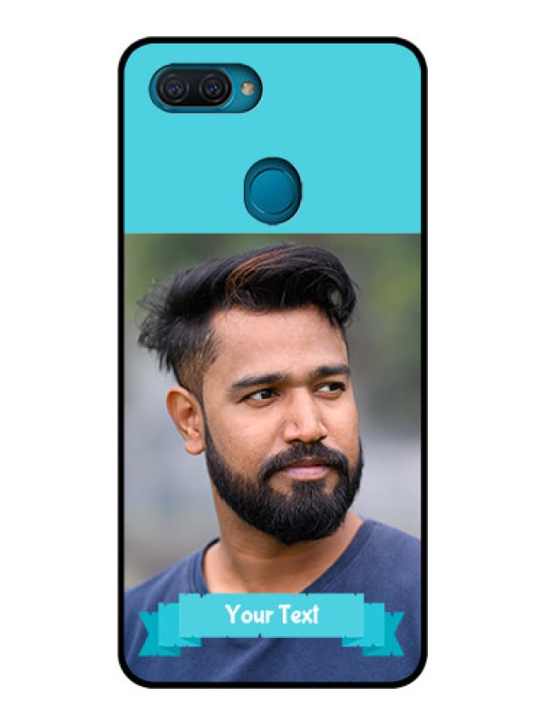 Custom Oppo A12 Personalized Glass Phone Case  - Simple Blue Color Design