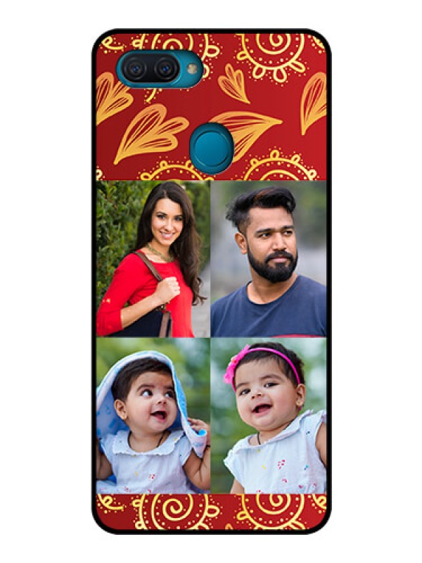 Custom Oppo A12 Photo Printing on Glass Case  - 4 Image Traditional Design