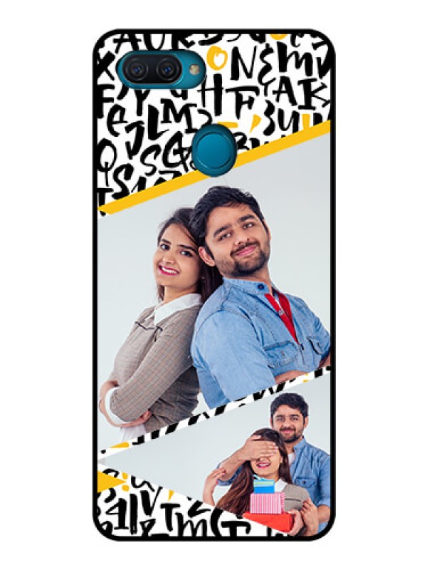 Custom Oppo A12 Custom Glass Mobile Case  - Letters Pattern Design