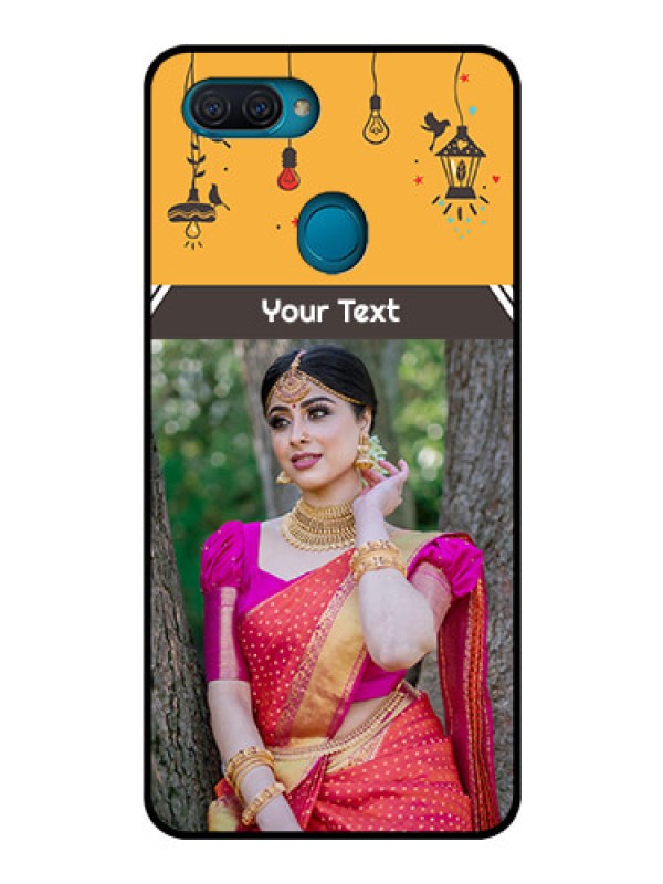 Custom Oppo A12 Custom Glass Mobile Case  - with Family Picture and Icons 