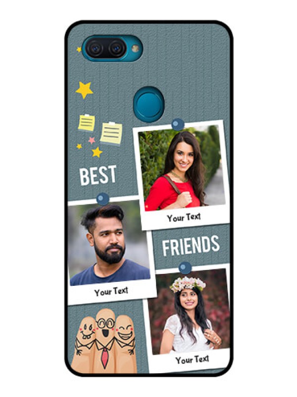 Custom Oppo A12 Personalized Glass Phone Case  - Sticky Frames and Friendship Design
