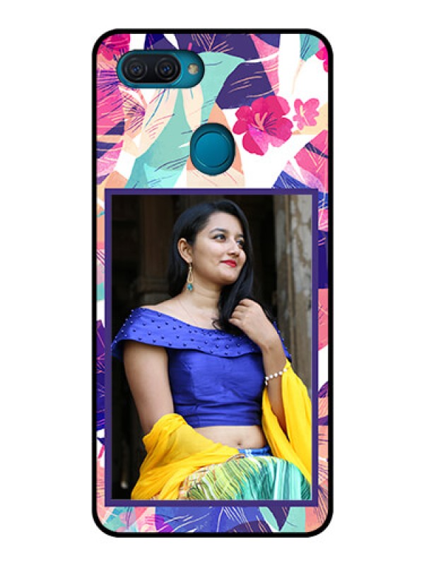 Custom Oppo A12 Custom Glass Mobile Case  - Abstract Floral Design