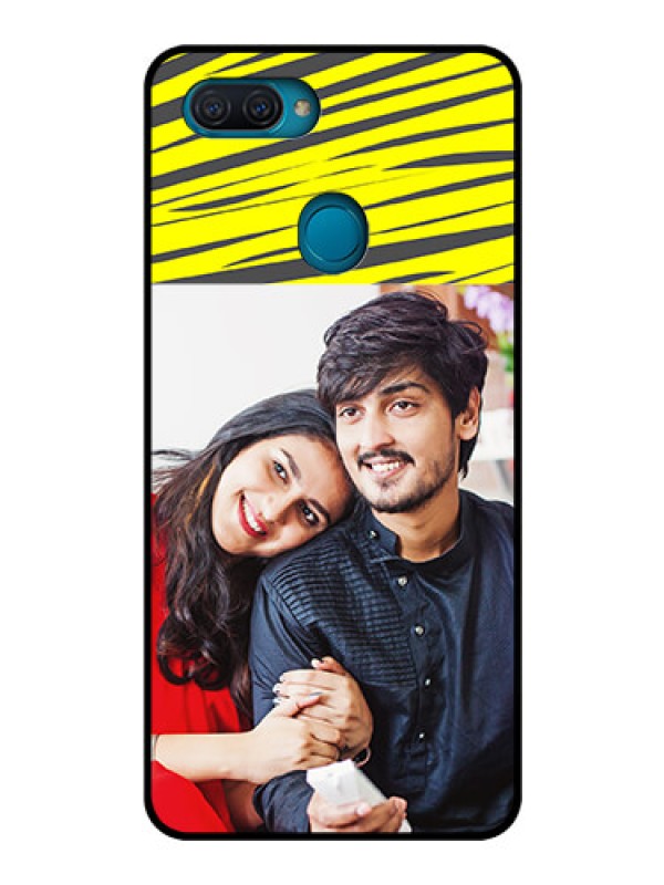 Custom Oppo A12 Photo Printing on Glass Case  - Yellow Abstract Design