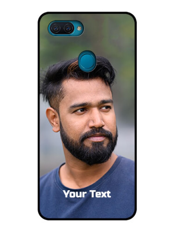 Custom Oppo A12 Glass Mobile Cover: Photo with Text